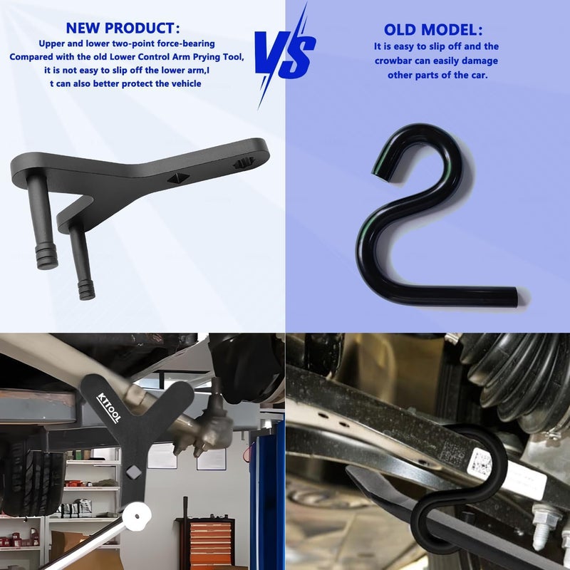 KTTOOL Store New Lower Control Arm Prying Tool, Suspension Specialty Bushing Tool, Lower Ball Joint Pry, Control Arm Tool Bushing Removal Tool Designed to Work with a 1/2" Drive Extension Breaker Bar - Image 5